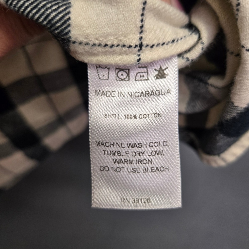 Filson Button Down Shirt Women's L White Black Plaid Cotton Flannel Long Sleeve - Picture 9 of 10